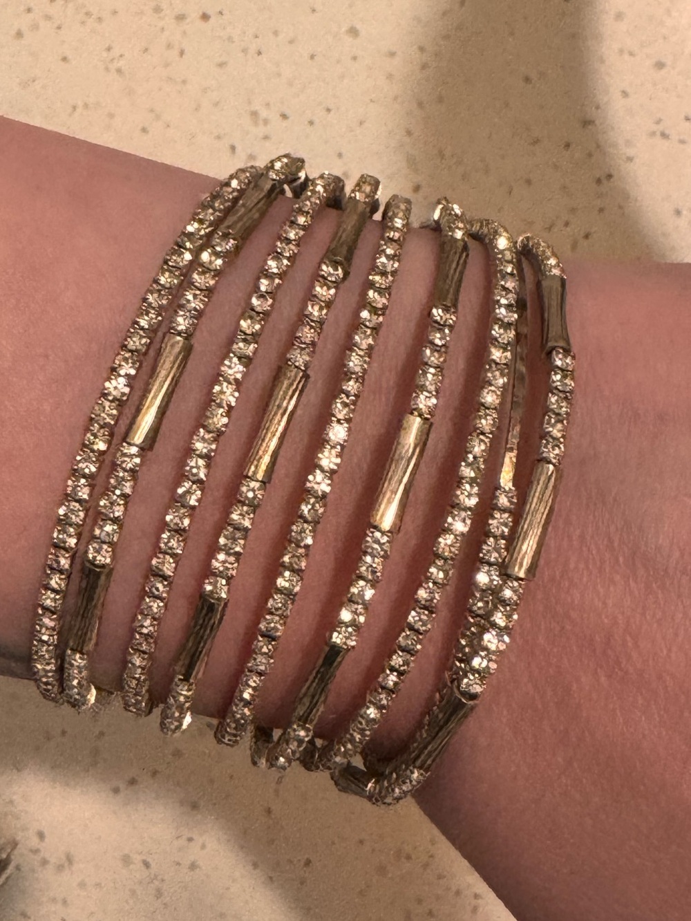 Vintage Silver Tone Rhinestone Multi-Strand Statement Bracelet